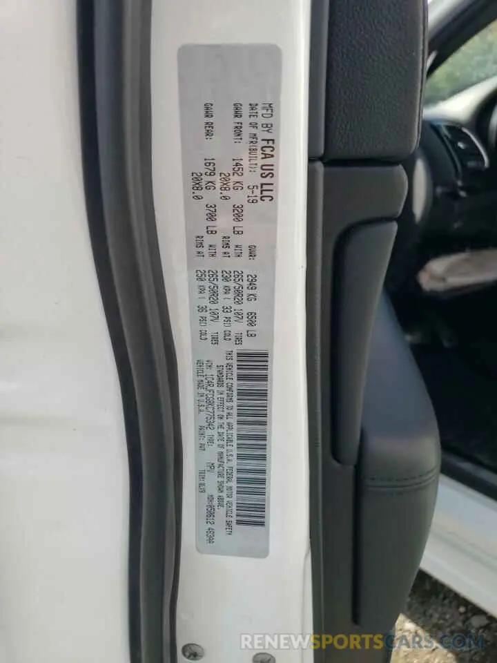 12 Фотография поврежденного автомобиля 1C4RJFCG8KC775342 JEEP GRAND CHER 2019
