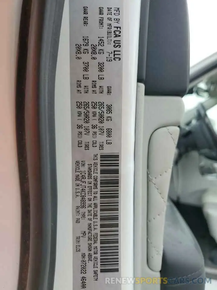 13 Фотография поврежденного автомобиля 1C4RJFJT4KC848996 JEEP GRAND CHER 2019