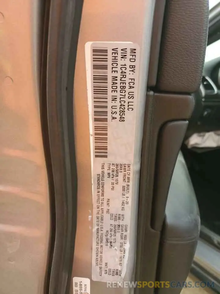 14 Фотография поврежденного автомобиля 1C4RJEBG7LC428548 JEEP GRAND CHER 2020