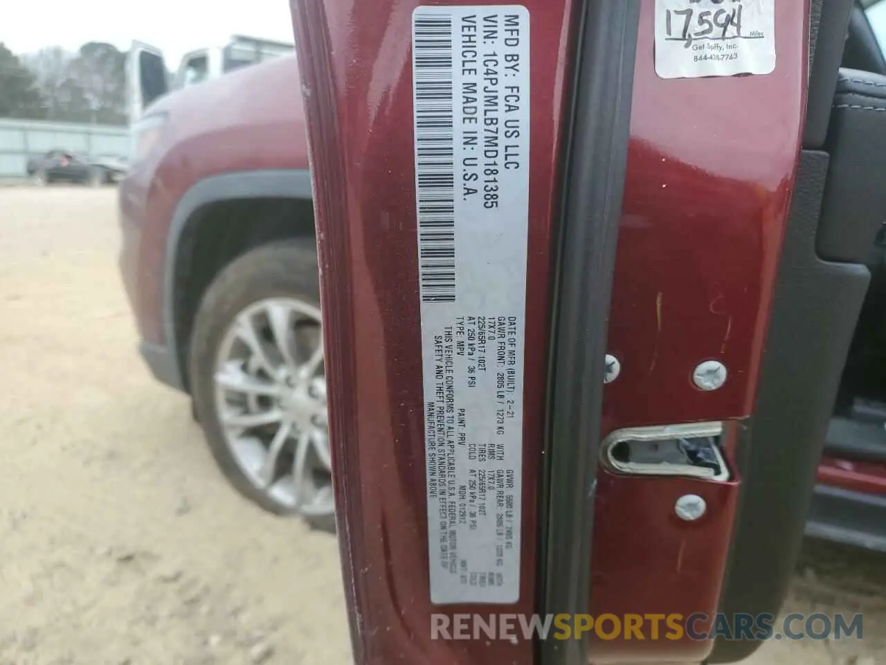 13 Photograph of a damaged car 1C4PJMLB7MD181385 JEEP GRAND CHER 2021