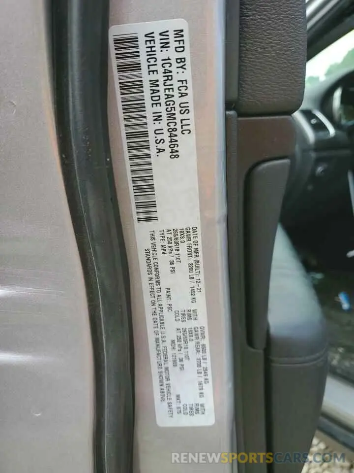 14 Фотография поврежденного автомобиля 1C4RJEAG5MC844648 JEEP GRAND CHER 2021