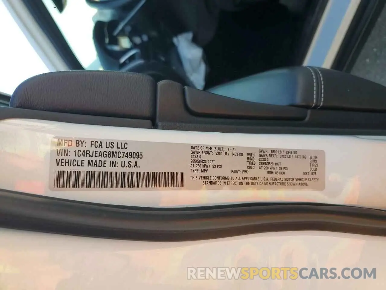 13 Фотография поврежденного автомобиля 1C4RJEAG8MC749095 JEEP GRAND CHER 2021