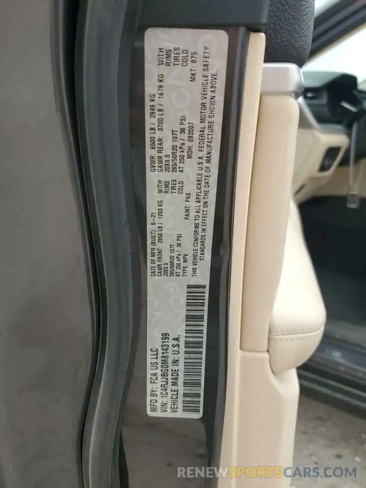 13 Фотография поврежденного автомобиля 1C4RJJBG0M8143199 JEEP GRAND CHER 2021