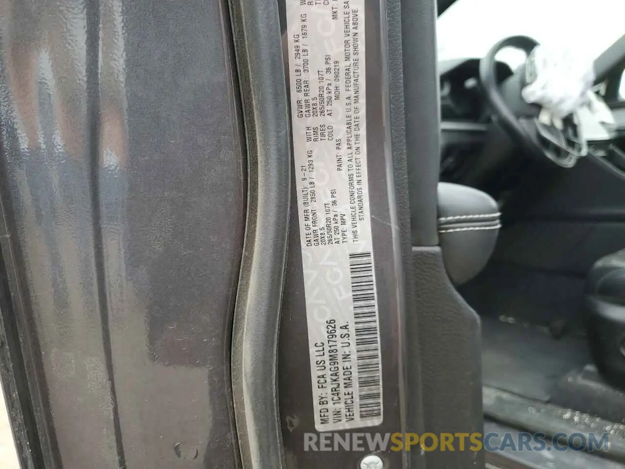 13 Фотография поврежденного автомобиля 1C4RJKAG9M8179626 JEEP GRAND CHER 2021