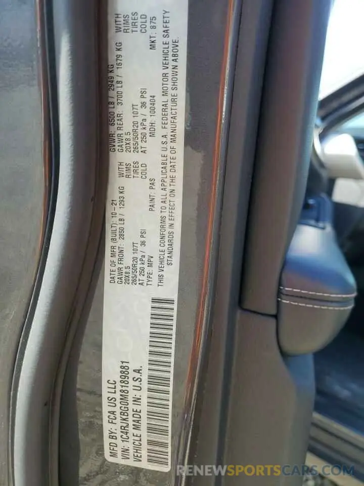 13 Фотография поврежденного автомобиля 1C4RJKBG0M8189881 JEEP GRAND CHER 2021