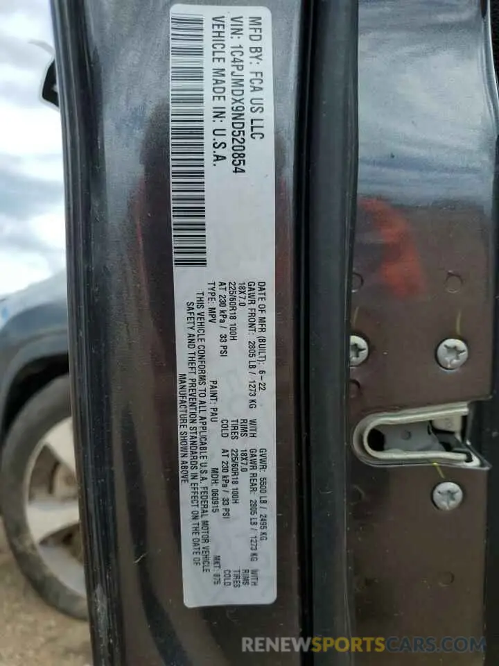 13 Фотография поврежденного автомобиля 1C4PJMDX9ND520854 JEEP GRAND CHER 2022