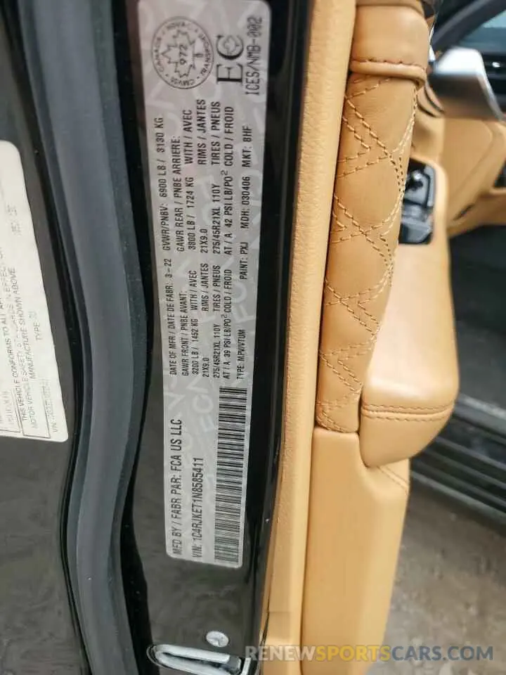 13 Фотография поврежденного автомобиля 1C4RJKET1N8585411 JEEP GRAND CHER 2022