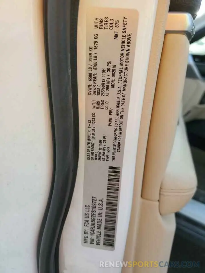 13 Фотография поврежденного автомобиля 1C4RJKBG2P8109727 JEEP GRAND CHER 2023