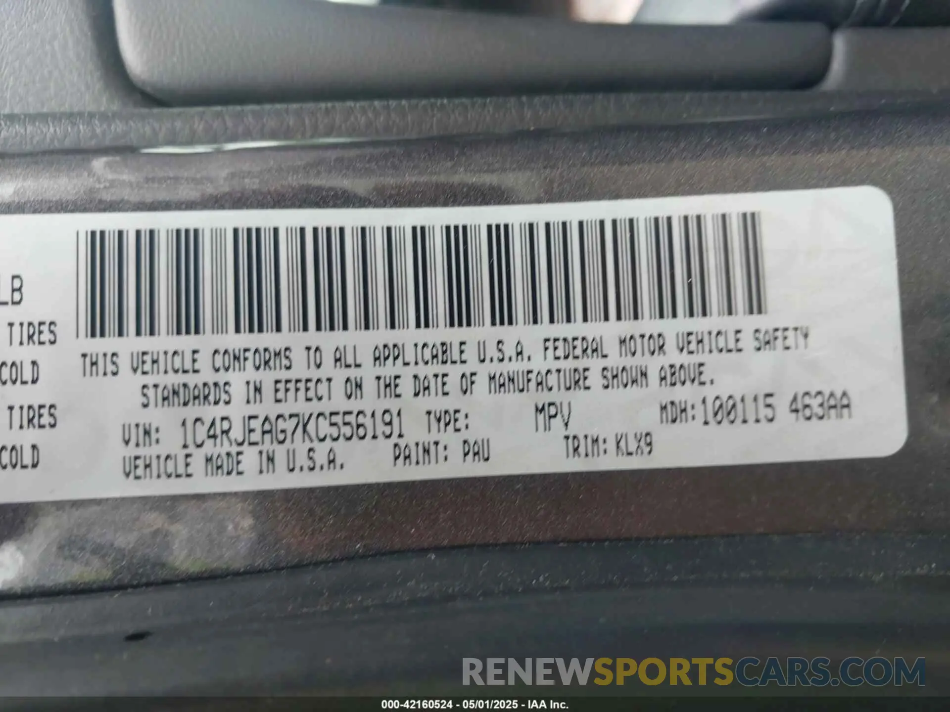 9 Фотография поврежденного автомобиля 1C4RJEAG7KC556191 JEEP GRAND CHEROKEE 2019