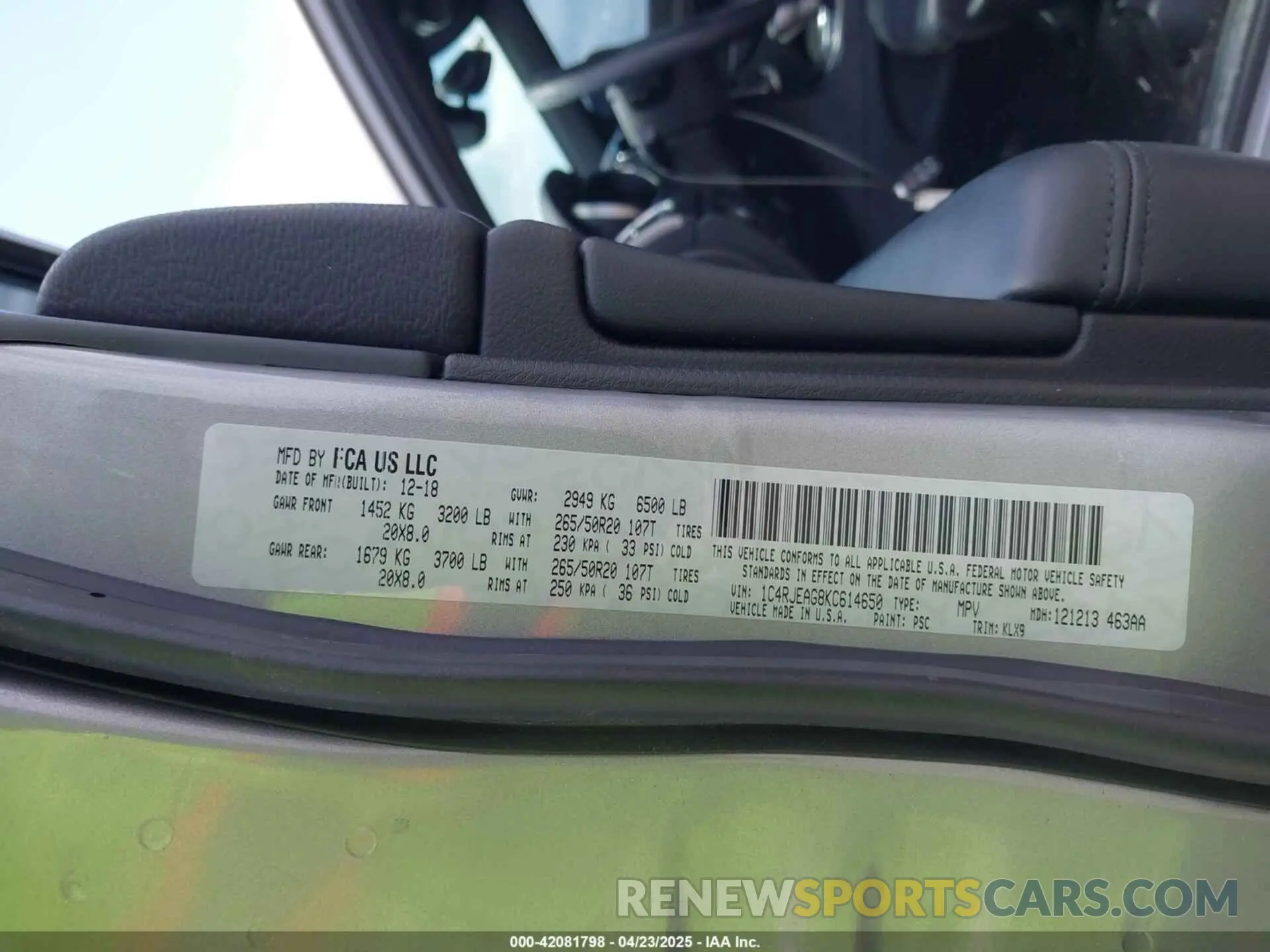 9 Фотография поврежденного автомобиля 1C4RJEAG8KC614650 JEEP GRAND CHEROKEE 2019