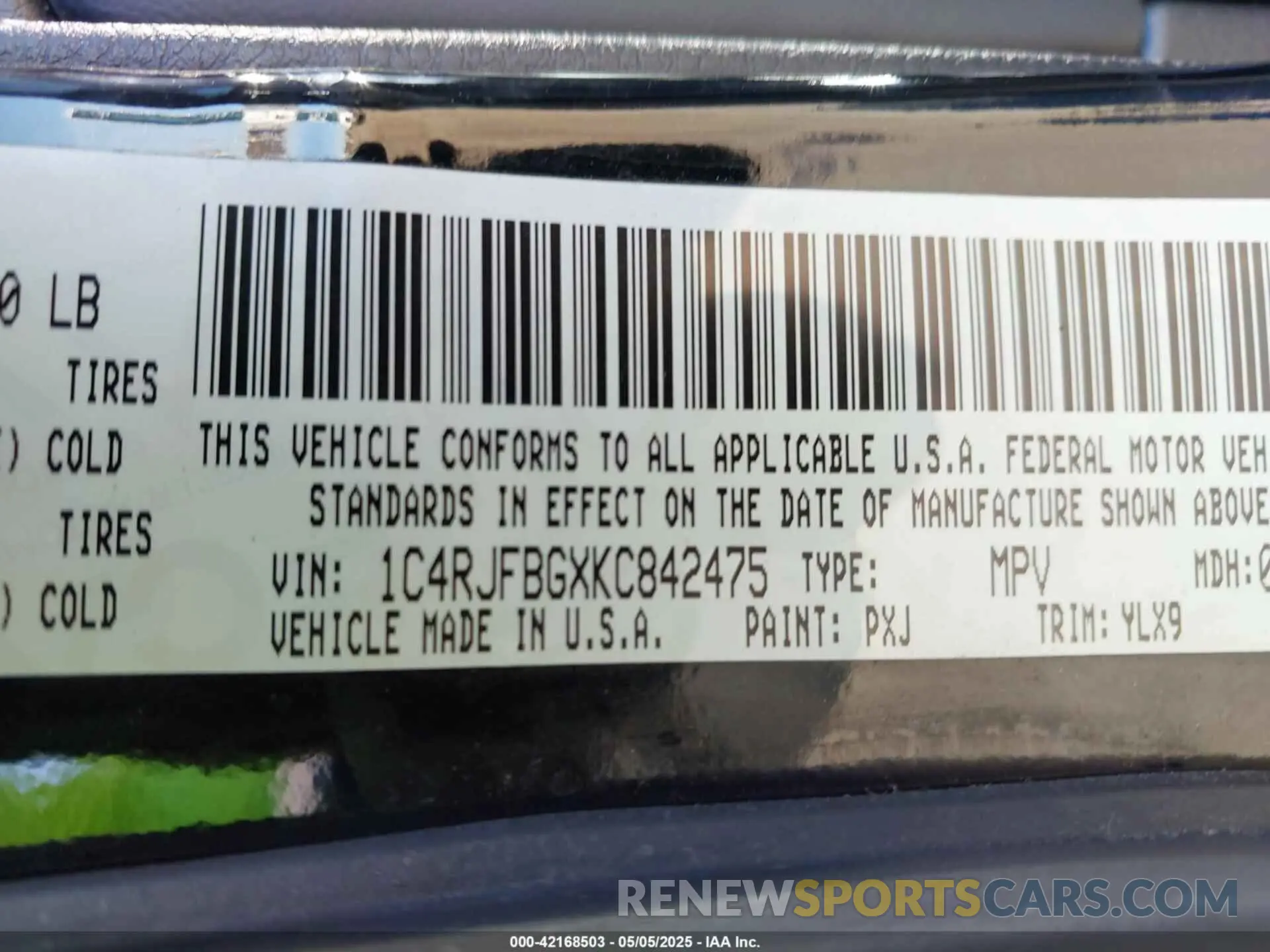 9 Фотография поврежденного автомобиля 1C4RJFBGXKC842475 JEEP GRAND CHEROKEE 2019