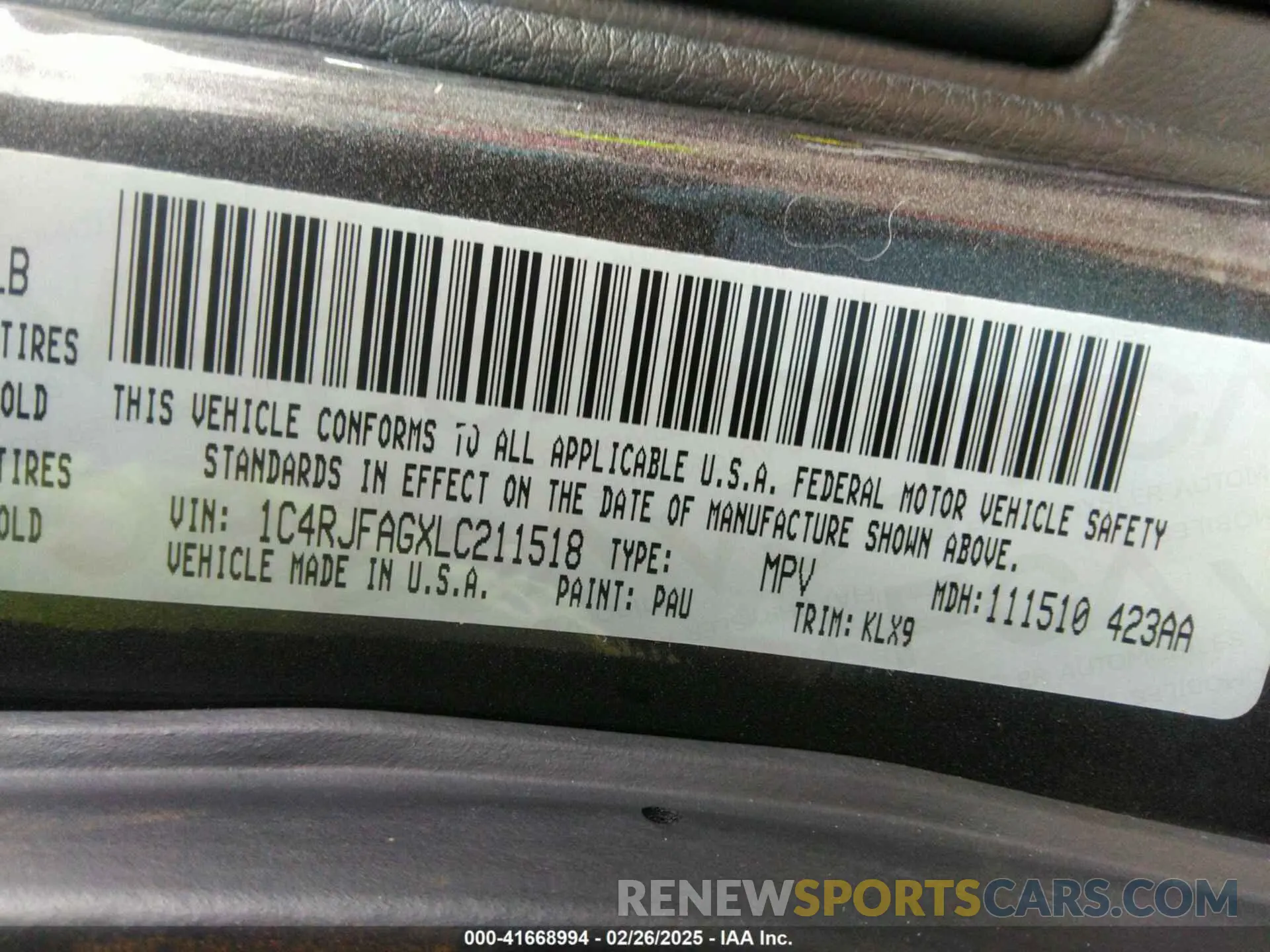 9 Фотография поврежденного автомобиля 1C4RJFAGXLC211518 JEEP GRAND CHEROKEE 2020