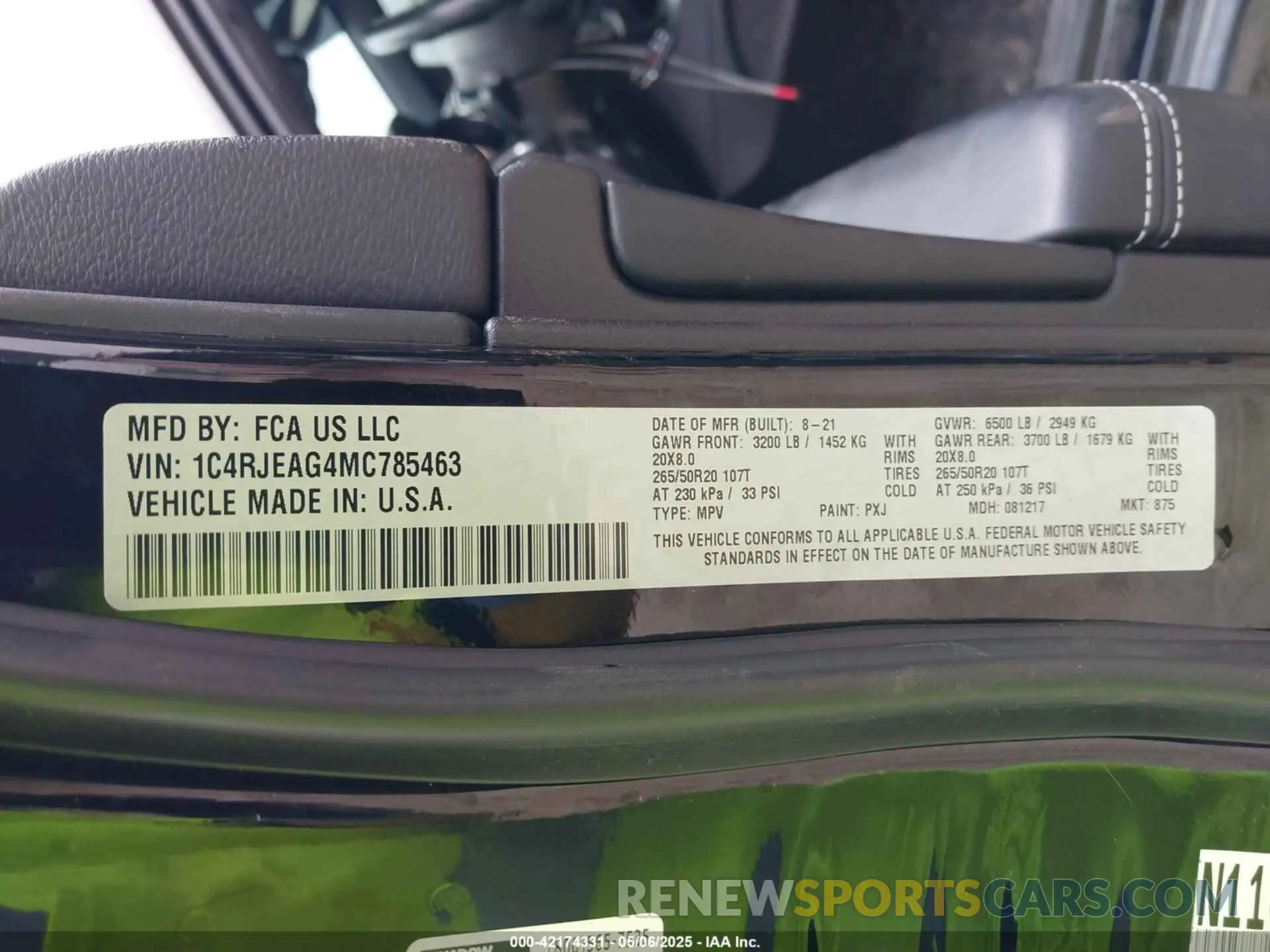 9 Фотография поврежденного автомобиля 1C4RJEAG4MC785463 JEEP GRAND CHEROKEE 2021