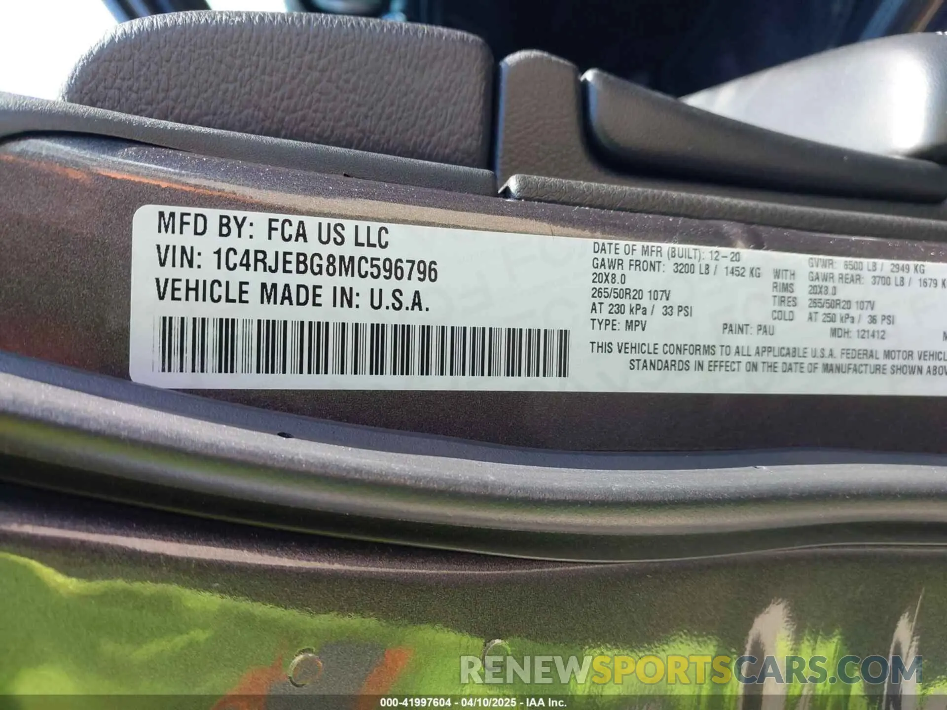 9 Фотография поврежденного автомобиля 1C4RJEBG8MC596796 JEEP GRAND CHEROKEE 2021