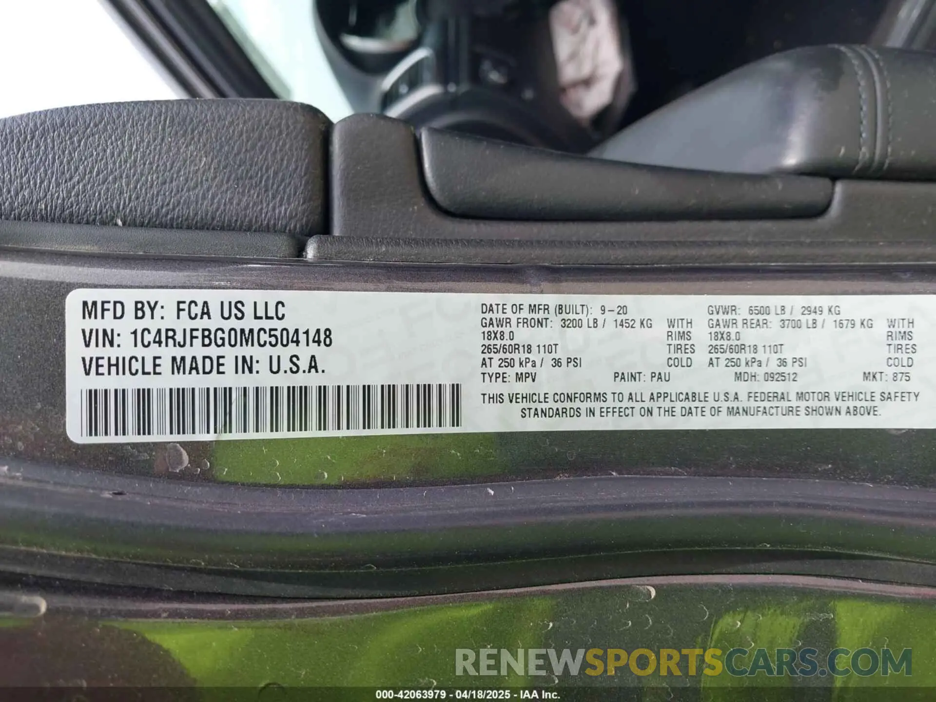 9 Фотография поврежденного автомобиля 1C4RJFBG0MC504148 JEEP GRAND CHEROKEE 2021