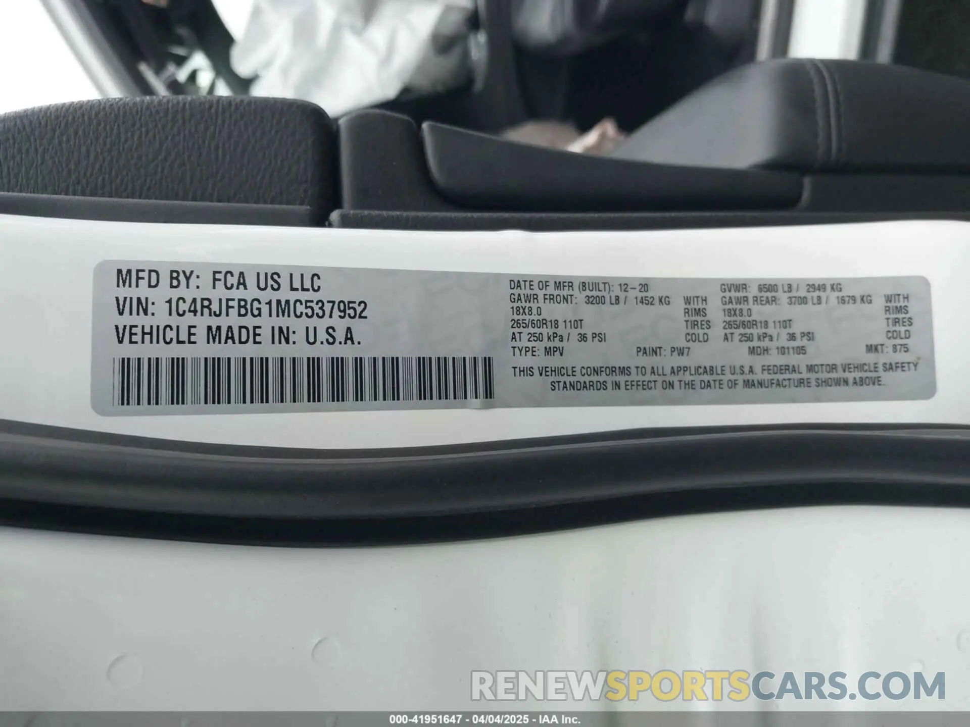 9 Фотография поврежденного автомобиля 1C4RJFBG1MC537952 JEEP GRAND CHEROKEE 2021