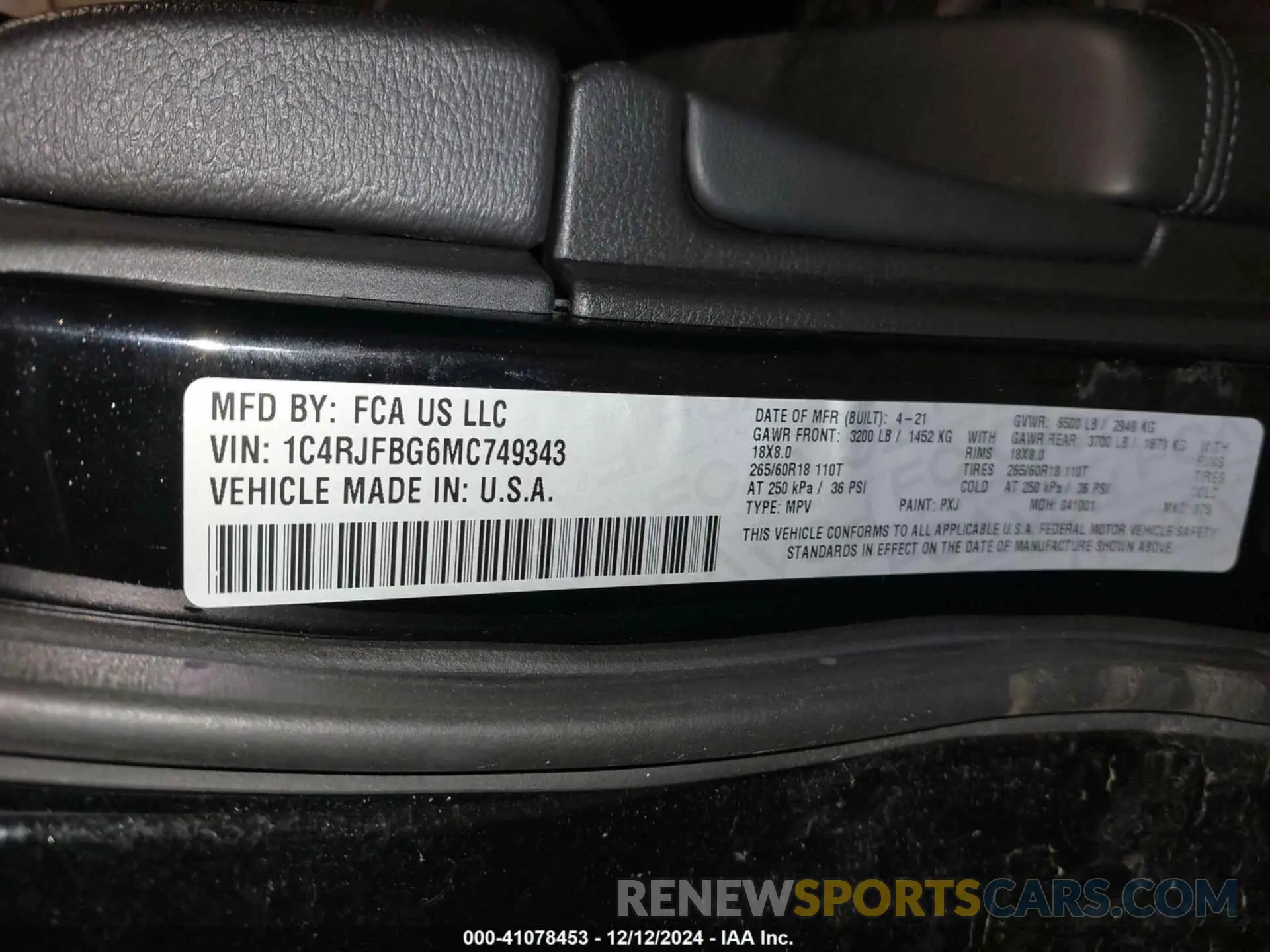 9 Фотография поврежденного автомобиля 1C4RJFBG6MC749343 JEEP GRAND CHEROKEE 2021