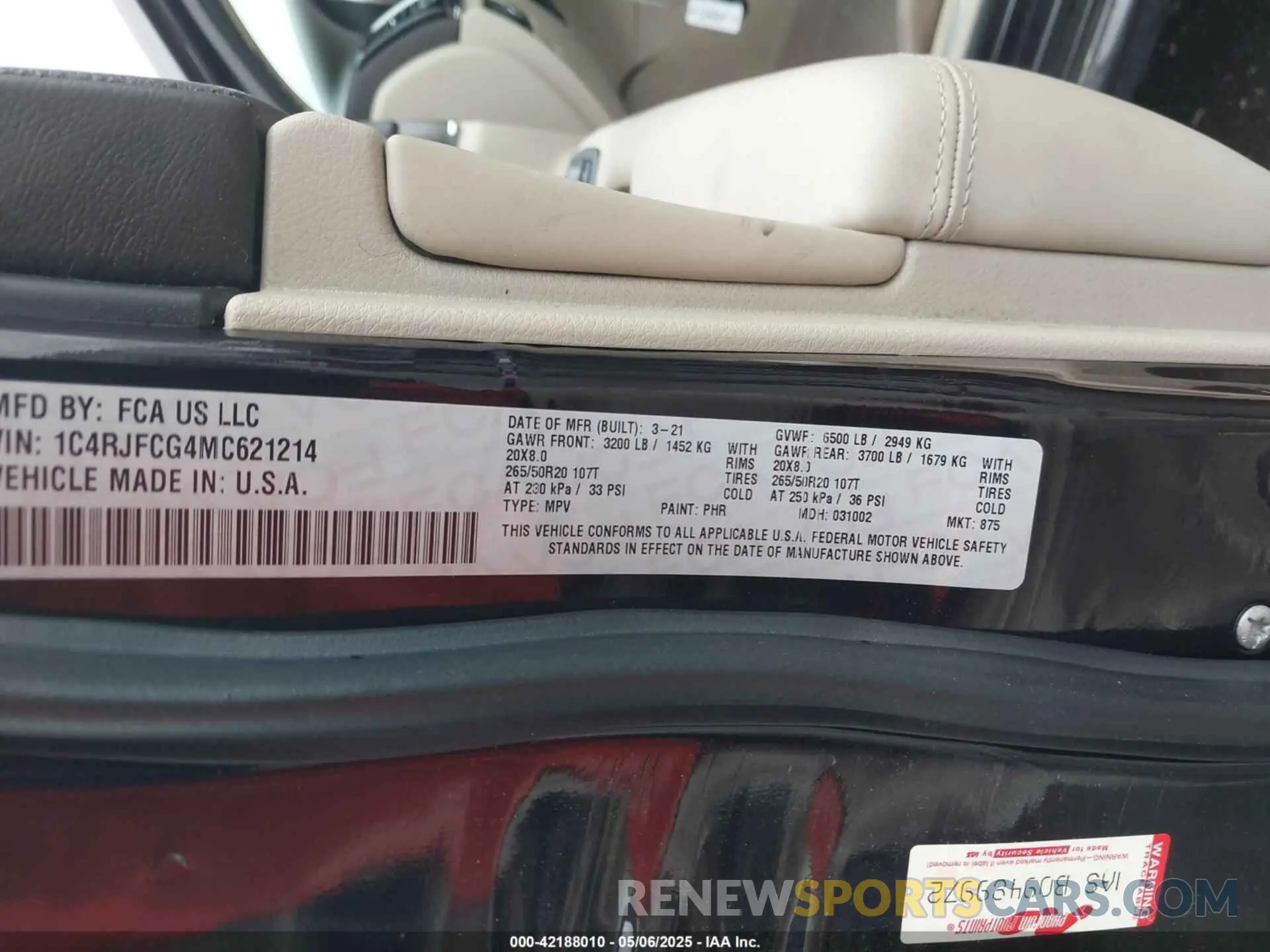 9 Фотография поврежденного автомобиля 1C4RJFCG4MC621214 JEEP GRAND CHEROKEE 2021