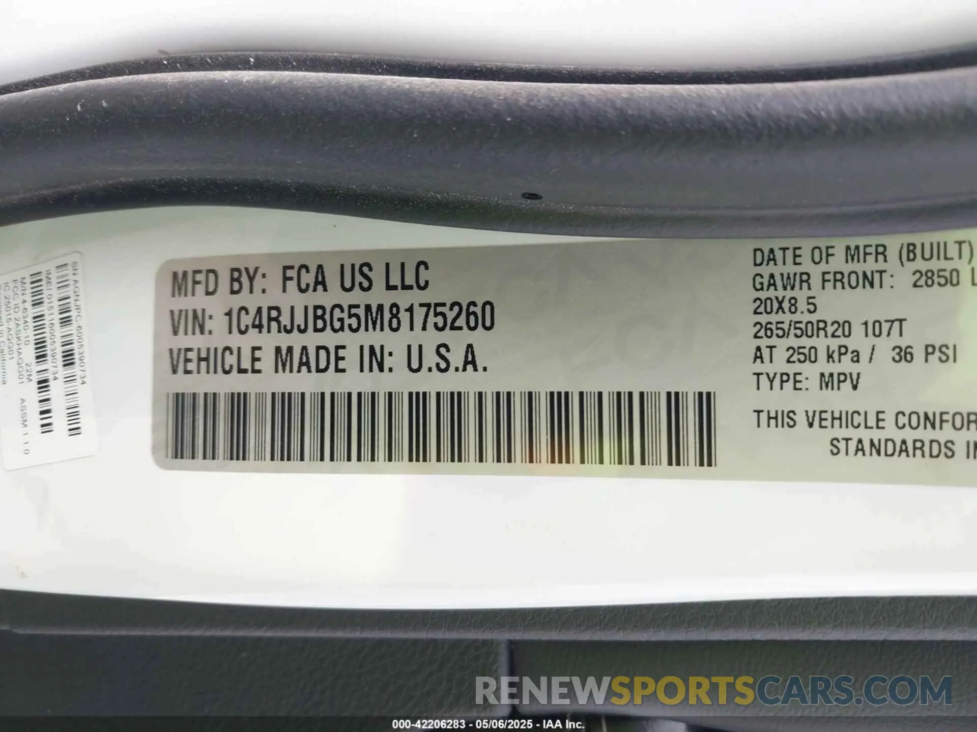 9 Фотография поврежденного автомобиля 1C4RJJBG5M8175260 JEEP GRAND CHEROKEE L 2021