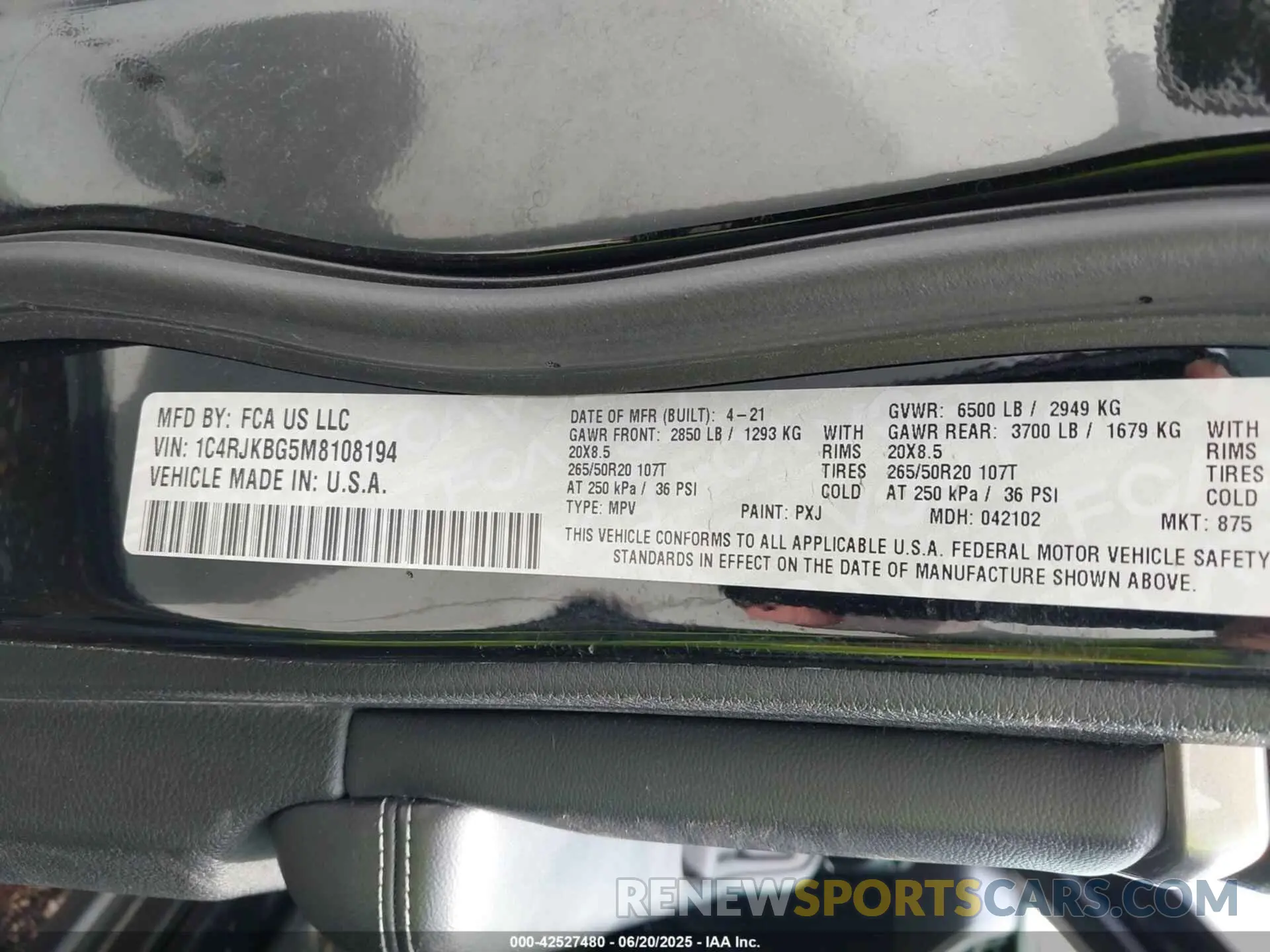 9 Фотография поврежденного автомобиля 1C4RJKBG5M8108194 JEEP GRAND CHEROKEE L 2021