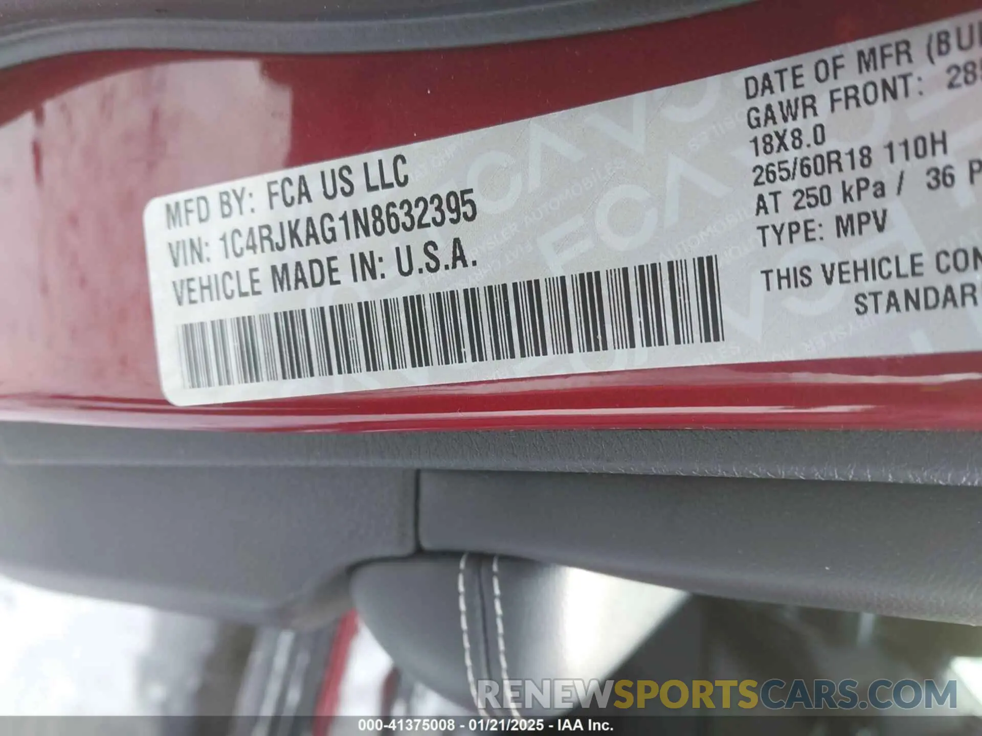 9 Фотография поврежденного автомобиля 1C4RJKAG1N8632395 JEEP GRAND CHEROKEE L 2022
