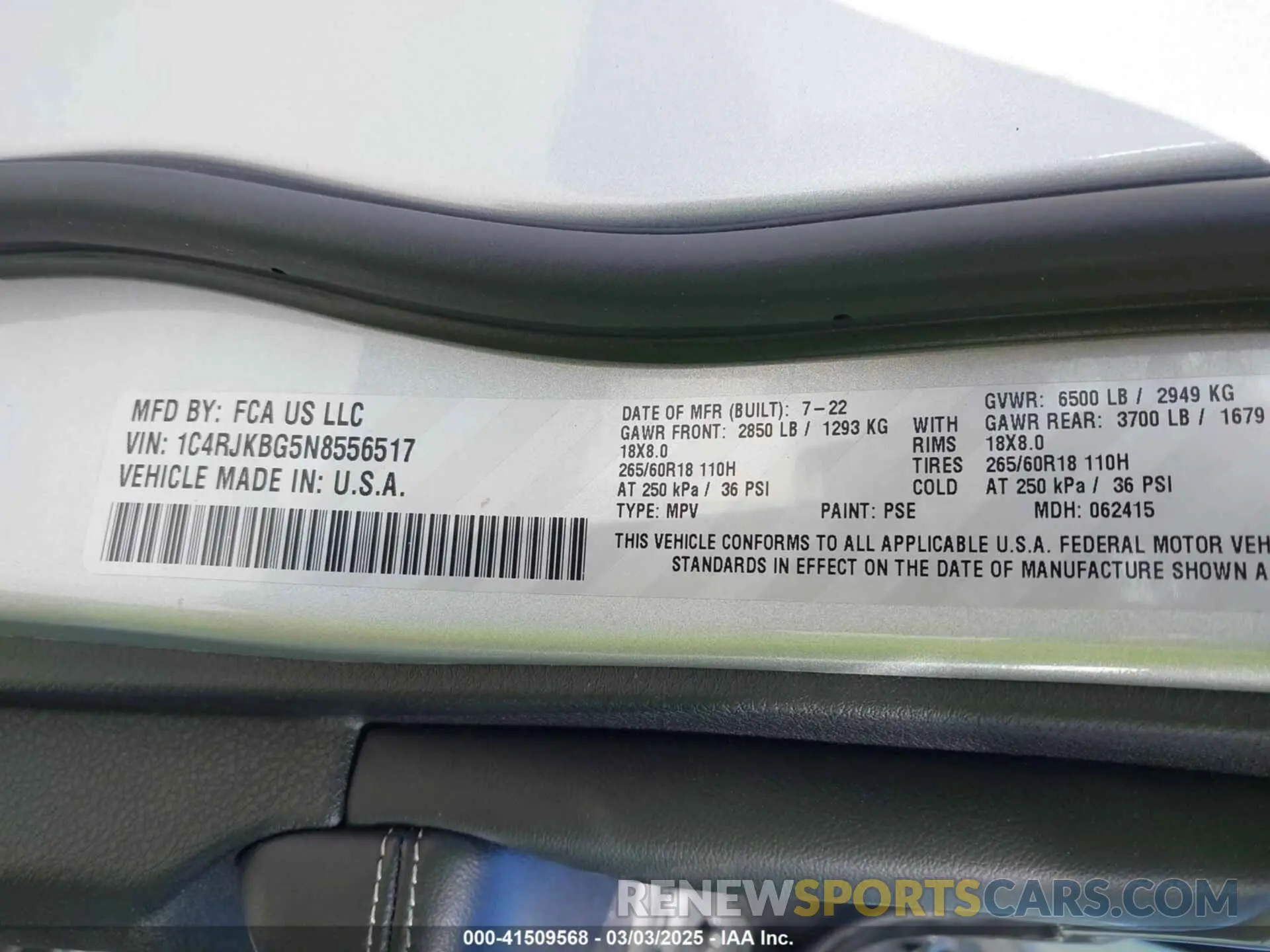 9 Фотография поврежденного автомобиля 1C4RJKBG5N8556517 JEEP GRAND CHEROKEE L 2022