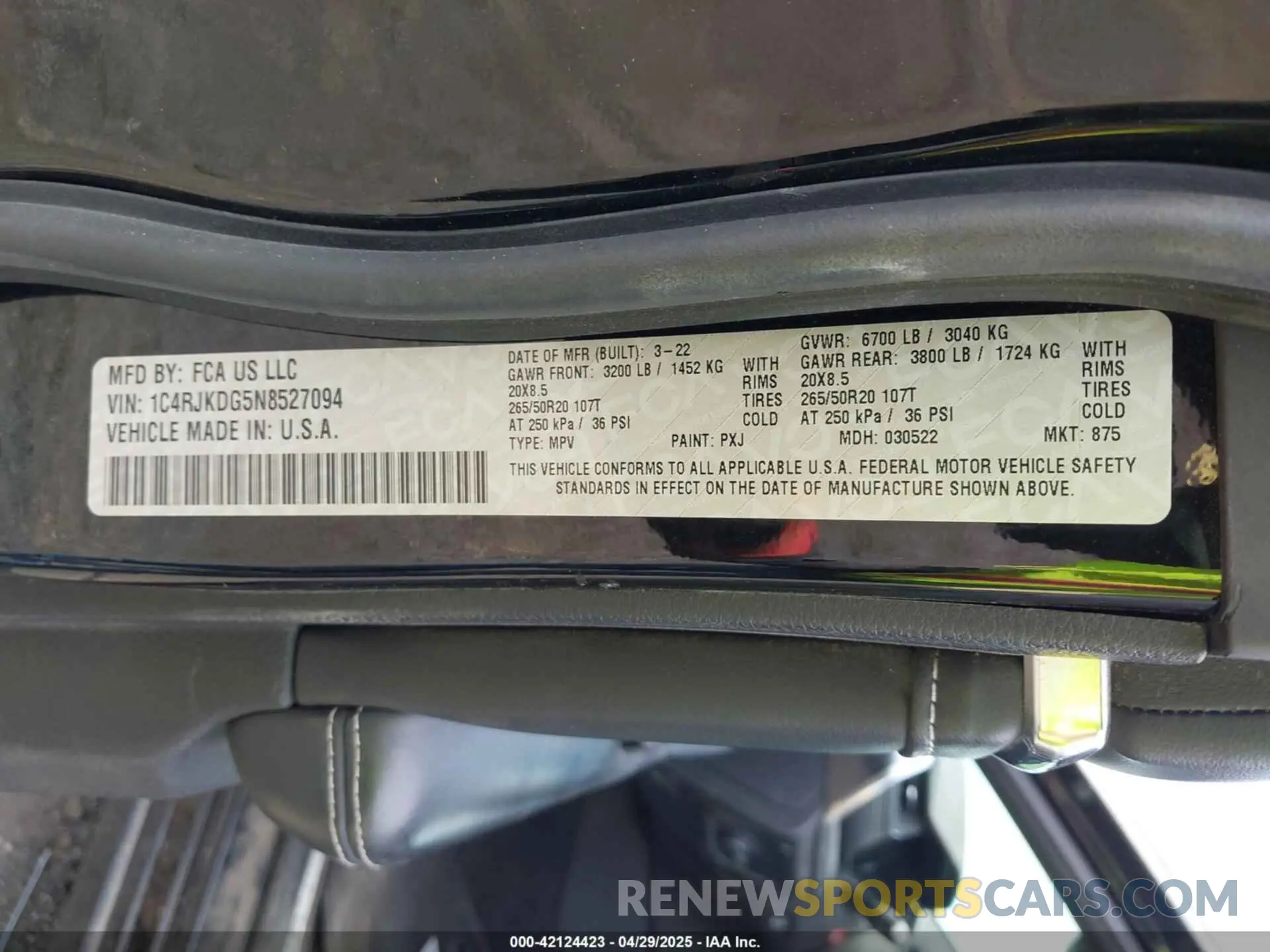 9 Фотография поврежденного автомобиля 1C4RJKDG5N8527094 JEEP GRAND CHEROKEE L 2022