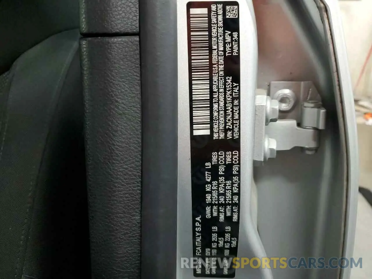 14 Photograph of a damaged car ZACNJAAB1KPK15342 JEEP RENEGADE 2019