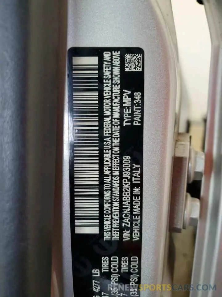 13 Photograph of a damaged car ZACNJABB2KPJ93009 JEEP RENEGADE 2019