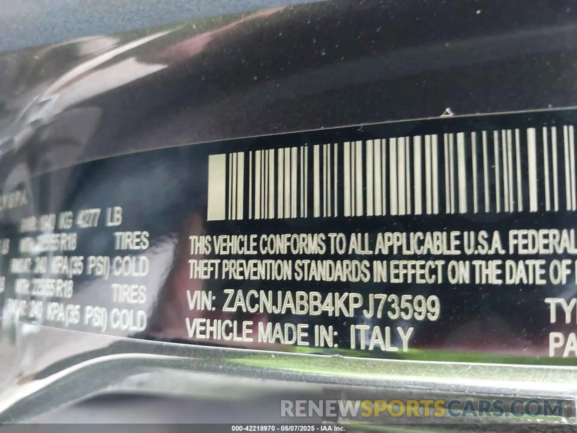 9 Photograph of a damaged car ZACNJABB4KPJ73599 JEEP RENEGADE 2019