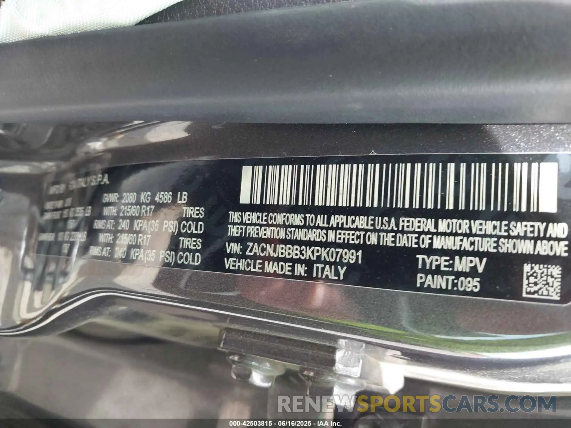 9 Фотография поврежденного автомобиля ZACNJBBB3KPK07991 JEEP RENEGADE 2019