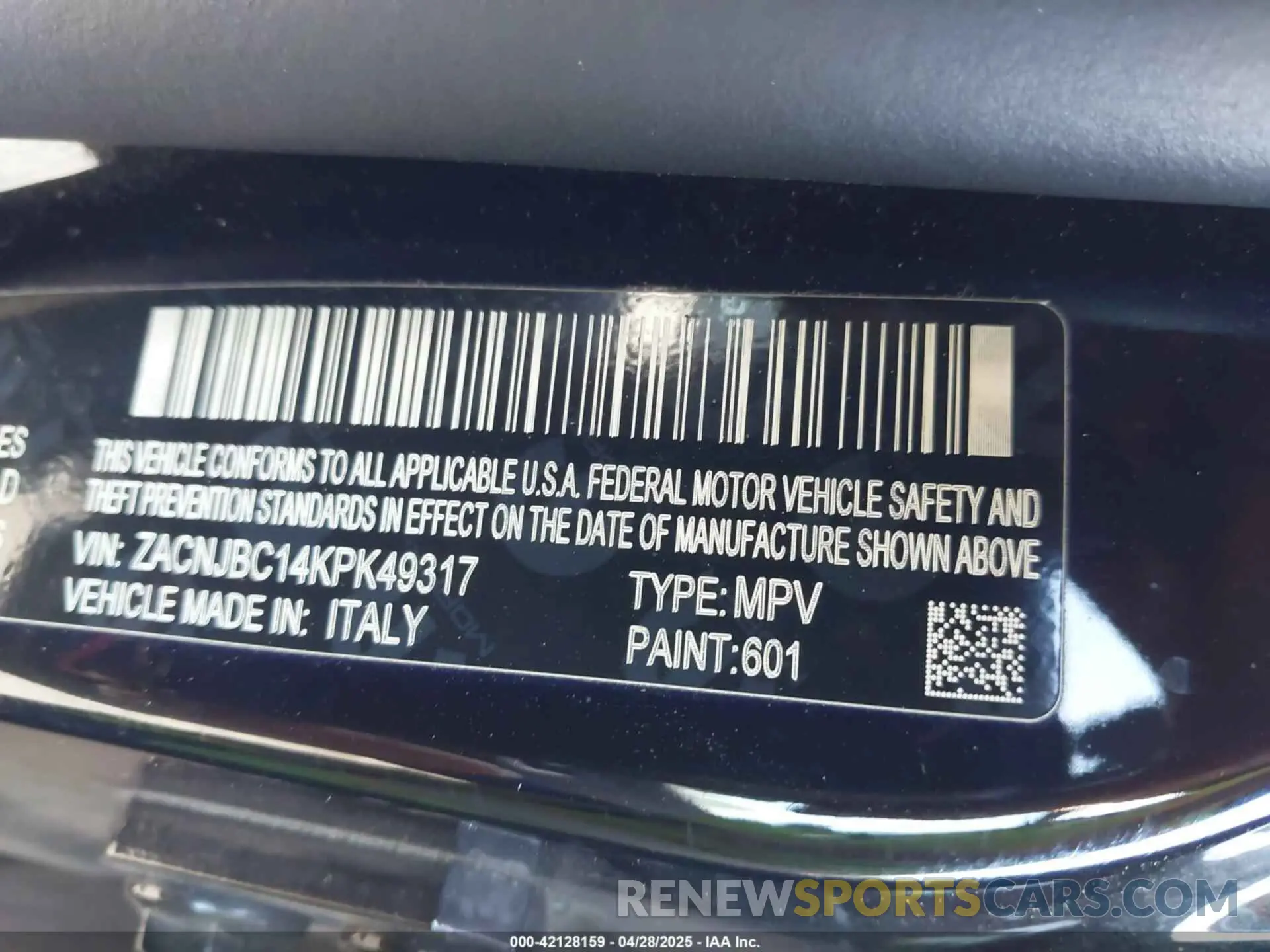 9 Photograph of a damaged car ZACNJBC14KPK49317 JEEP RENEGADE 2019