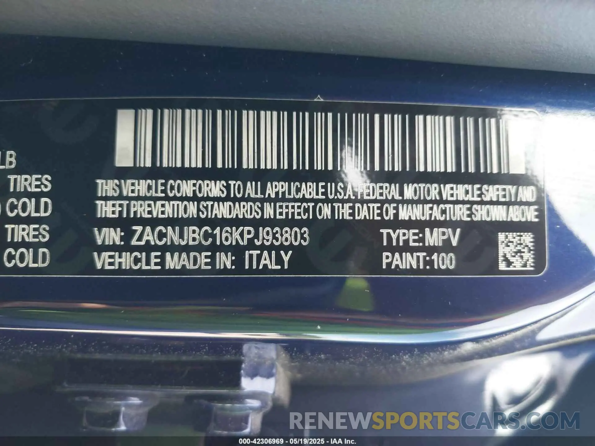 9 Фотография поврежденного автомобиля ZACNJBC16KPJ93803 JEEP RENEGADE 2019