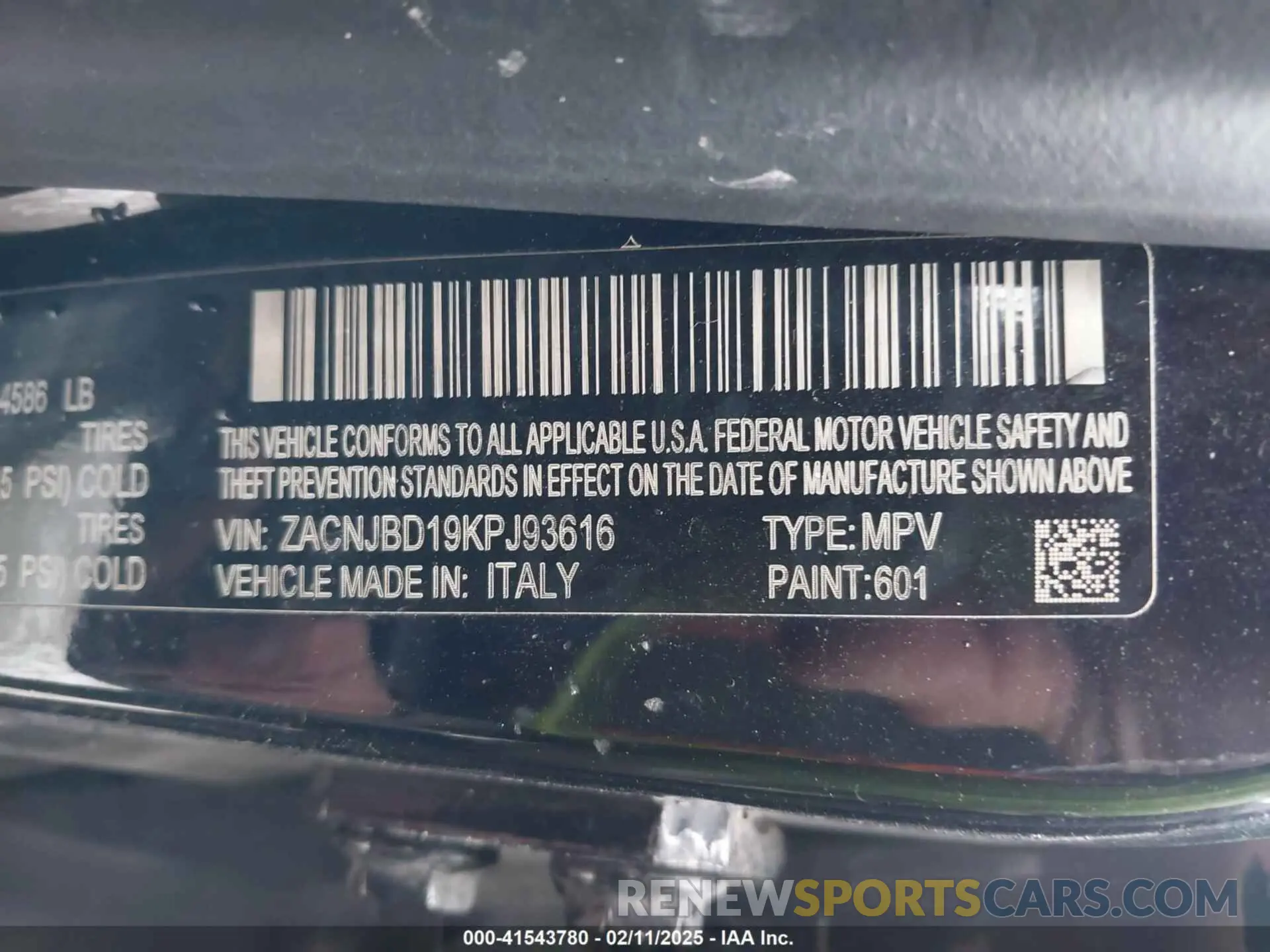9 Photograph of a damaged car ZACNJBD19KPJ93616 JEEP RENEGADE 2019