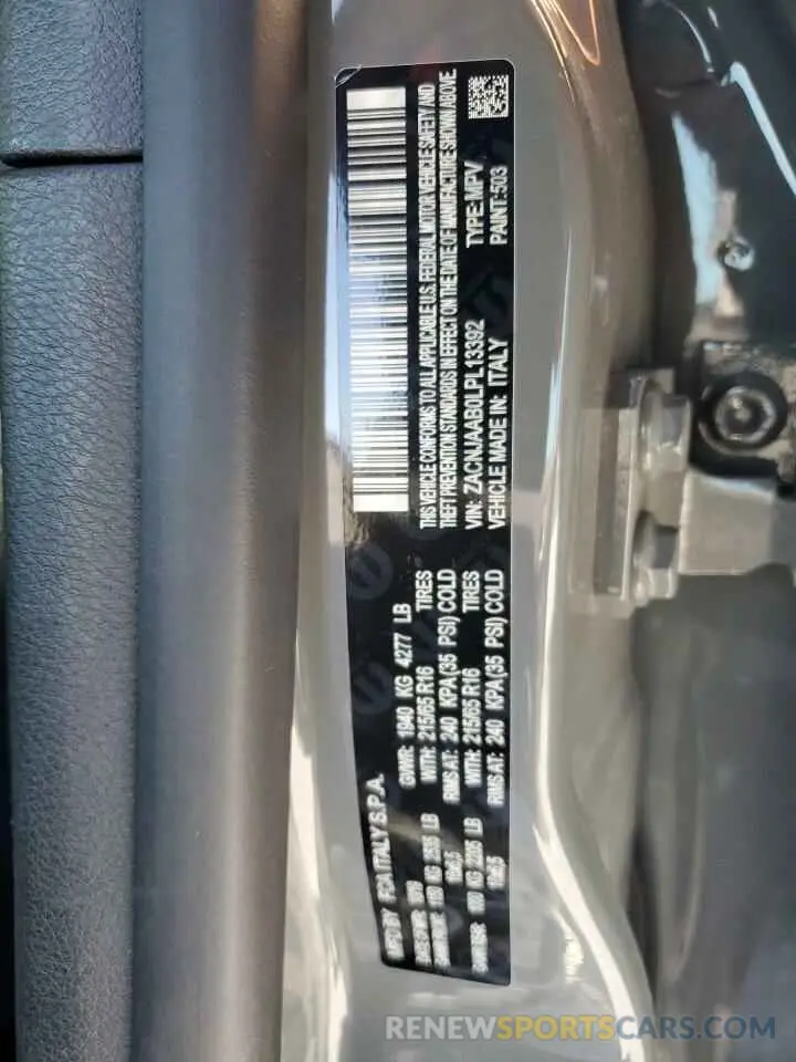 14 Photograph of a damaged car ZACNJAAB0LPL13392 JEEP RENEGADE 2020