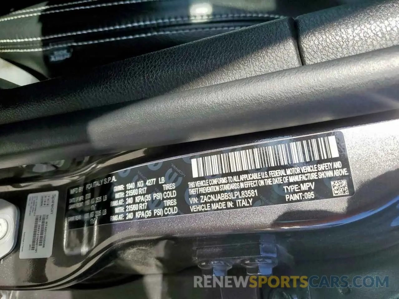 15 Photograph of a damaged car ZACNJABB3LPL83581 JEEP RENEGADE 2020
