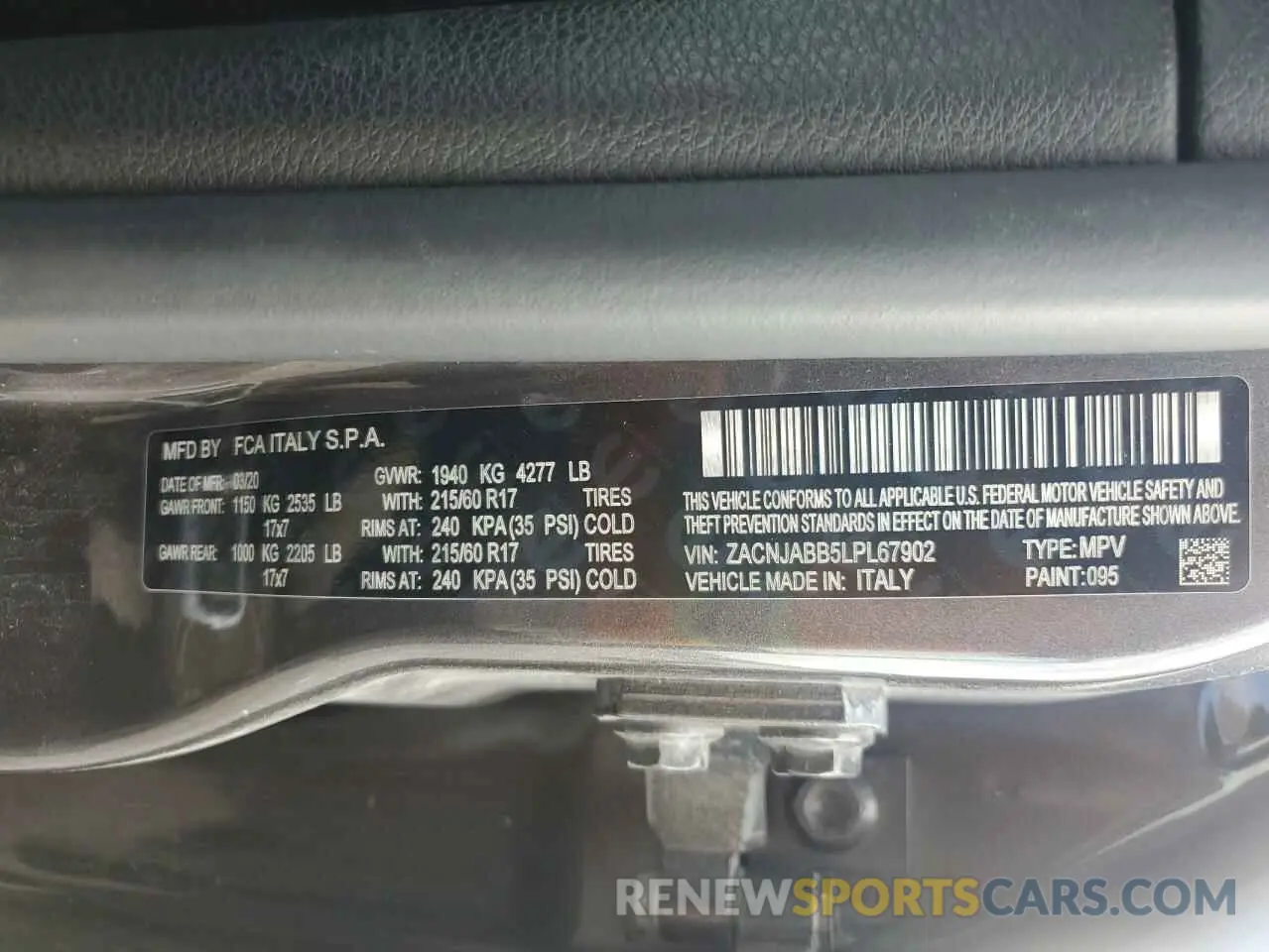 14 Photograph of a damaged car ZACNJABB5LPL67902 JEEP RENEGADE 2020