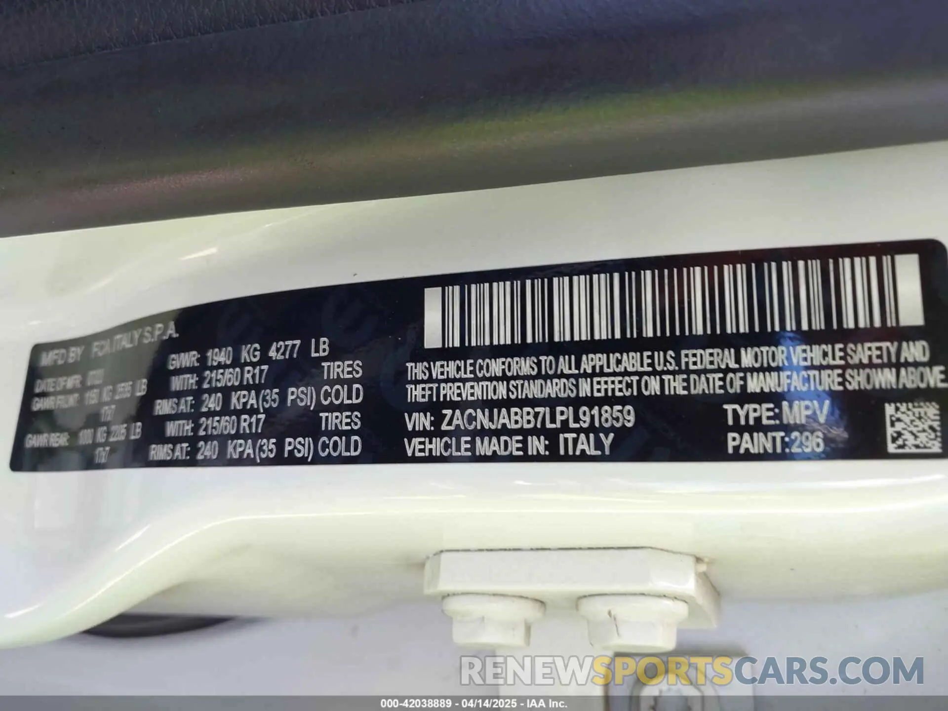 9 Фотография поврежденного автомобиля ZACNJABB7LPL91859 JEEP RENEGADE 2020