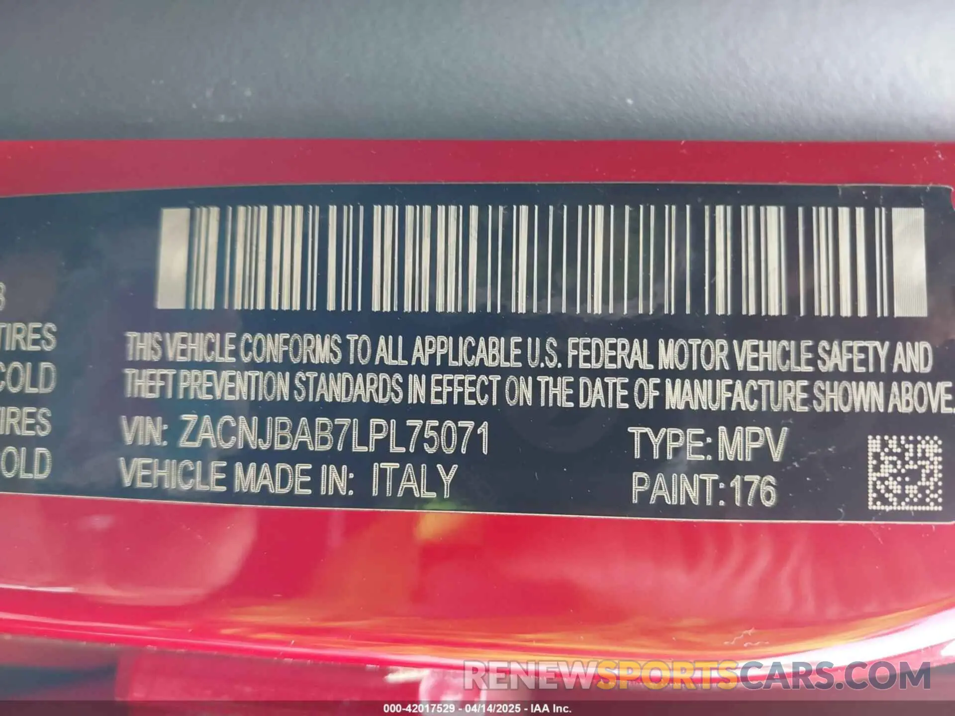 9 Фотография поврежденного автомобиля ZACNJBAB7LPL75071 JEEP RENEGADE 2020