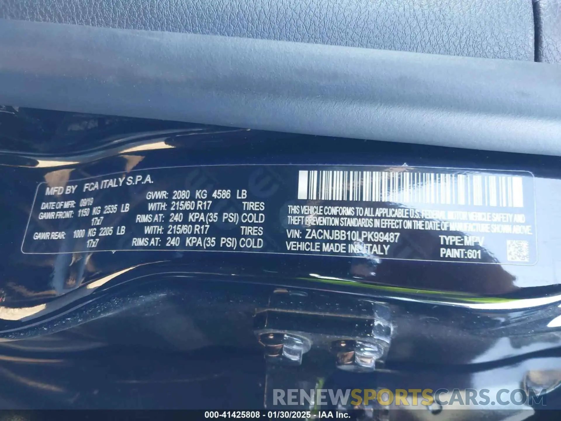 9 Photograph of a damaged car ZACNJBB10LPK99487 JEEP RENEGADE 2020