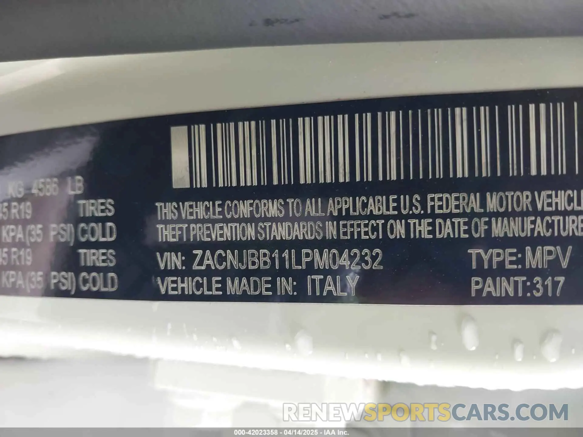 9 Фотография поврежденного автомобиля ZACNJBB11LPM04232 JEEP RENEGADE 2020