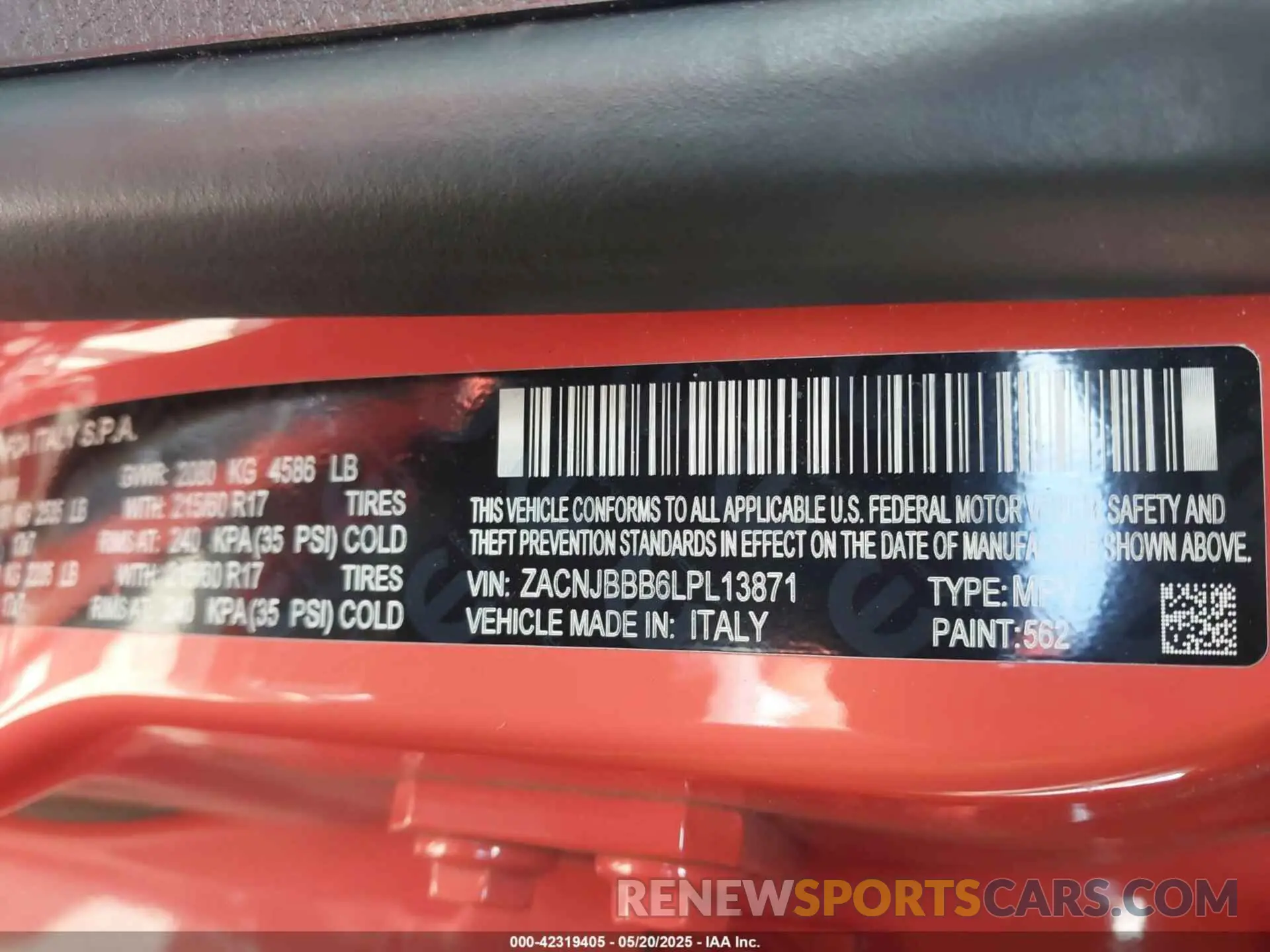 9 Фотография поврежденного автомобиля ZACNJBBB6LPL13871 JEEP RENEGADE 2020