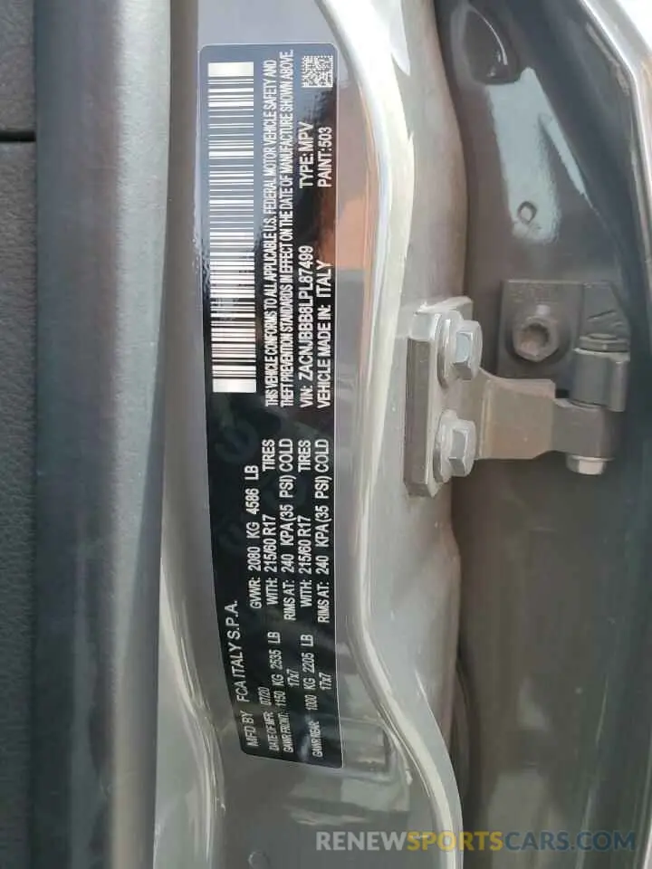 14 Photograph of a damaged car ZACNJBBB8LPL87499 JEEP RENEGADE 2020