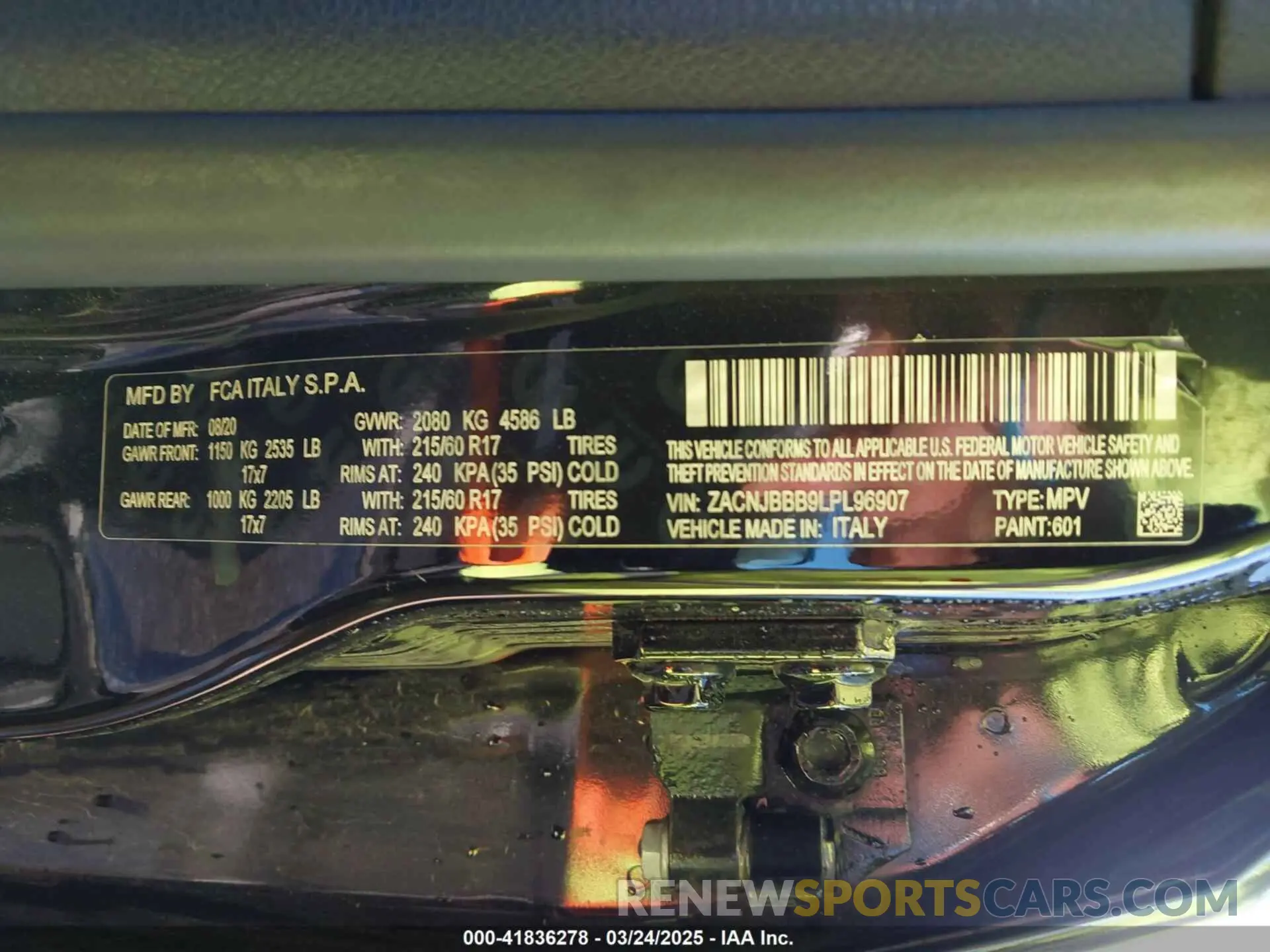 9 Photograph of a damaged car ZACNJBBB9LPL96907 JEEP RENEGADE 2020