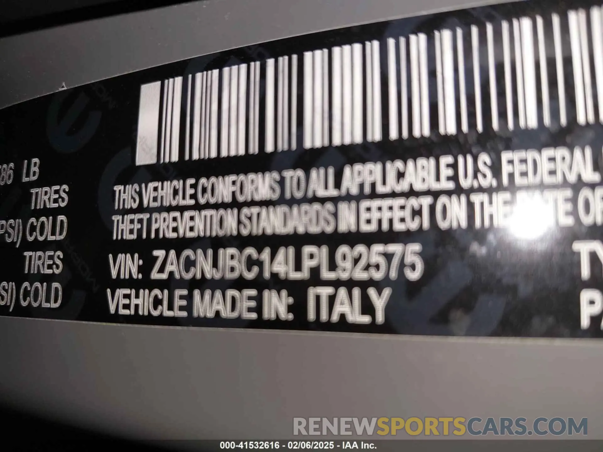 9 Photograph of a damaged car ZACNJBC14LPL92575 JEEP RENEGADE 2020