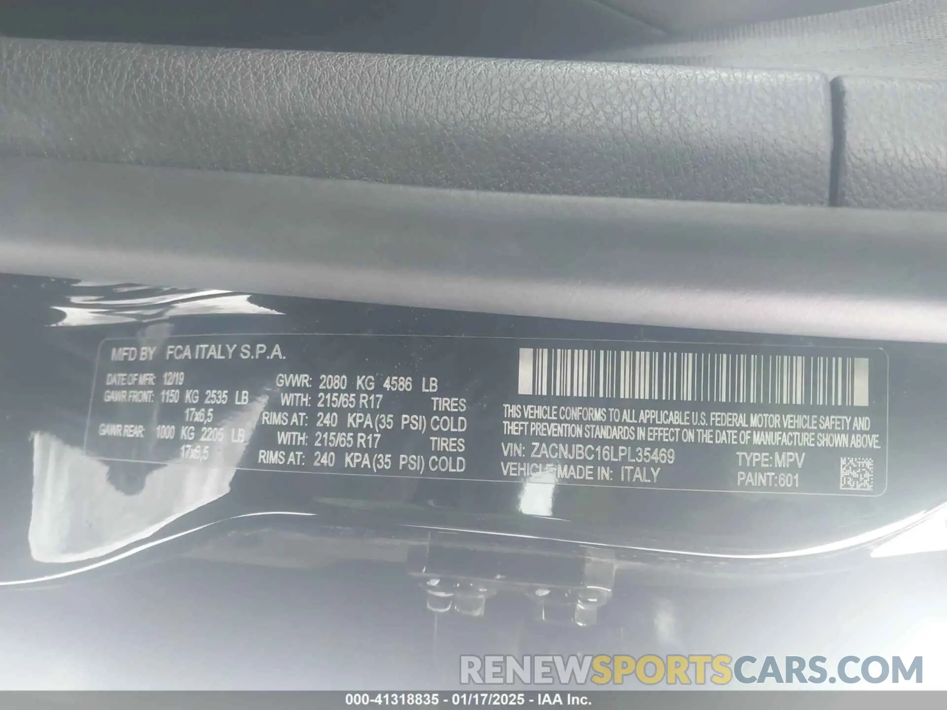 9 Photograph of a damaged car ZACNJBC16LPL35469 JEEP RENEGADE 2020