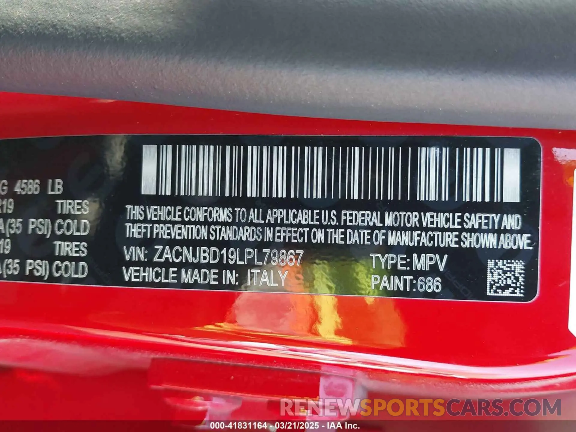9 Photograph of a damaged car ZACNJBD19LPL79867 JEEP RENEGADE 2020