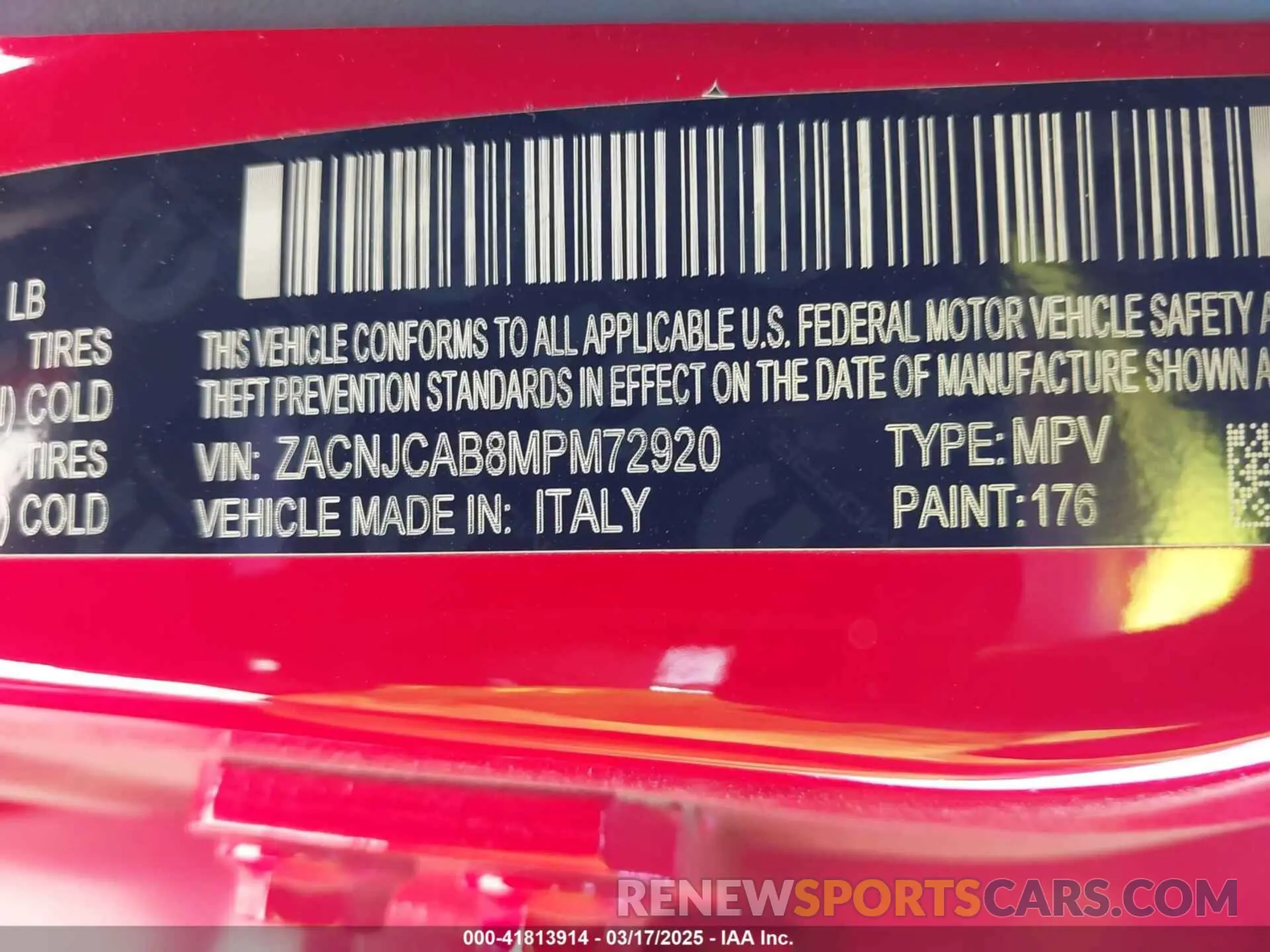 9 Фотография поврежденного автомобиля ZACNJCAB8MPM72920 JEEP RENEGADE 2021