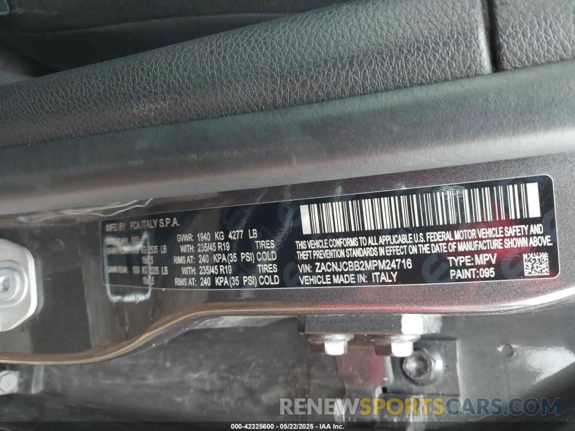 9 Photograph of a damaged car ZACNJCBB2MPM24716 JEEP RENEGADE 2021