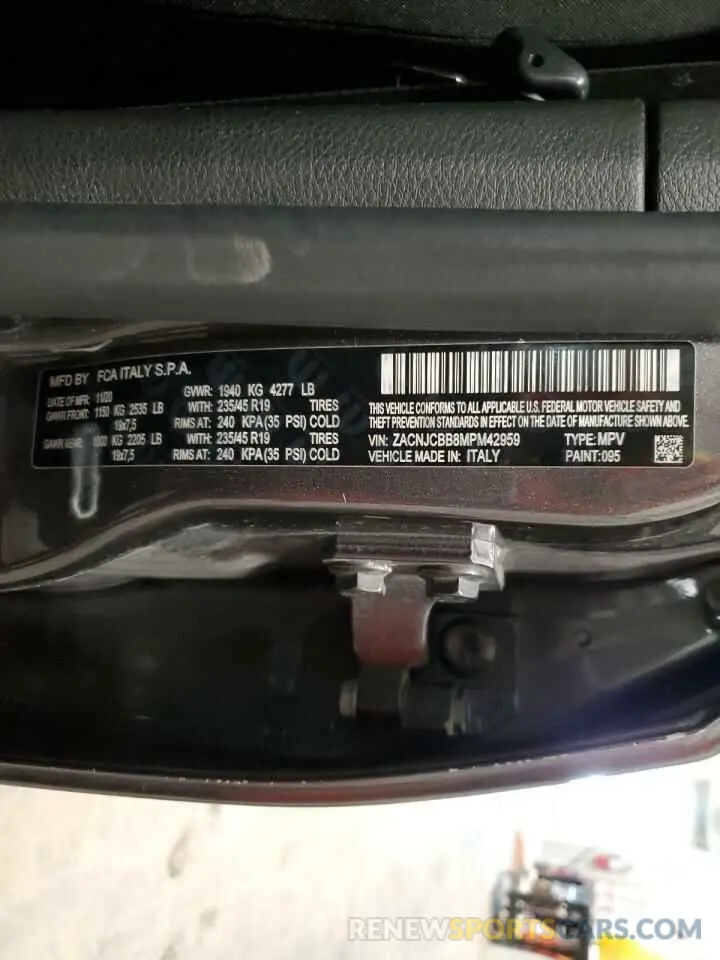 12 Фотография поврежденного автомобиля ZACNJCBB8MPM42959 JEEP RENEGADE 2021
